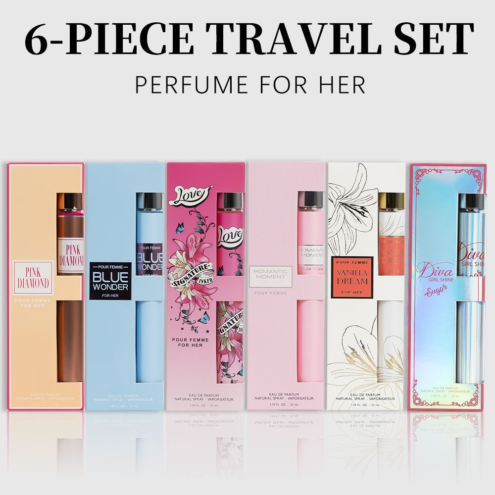 6pcs Travel Set, Women'S Eau De Parfuma Spray, Long Lasting Fragrance, 6 Different Flavor, Perfect For Holiday Gifts, Dating, Daily Life, Parties, 1.18 Fl Oz/bottle - Cool Brand Designs
