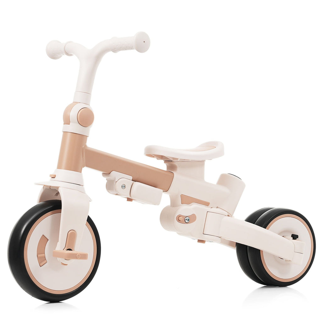7 in 1 Baby Tricycle, Foldable Toddler Tricycle with Removable and Adjustable Parent Handle, Toddler Push Bike with Removable Pedal, Canopy, and Guardrail, Tricycle for 12-72 Months, light brown - Cool Brand Designs