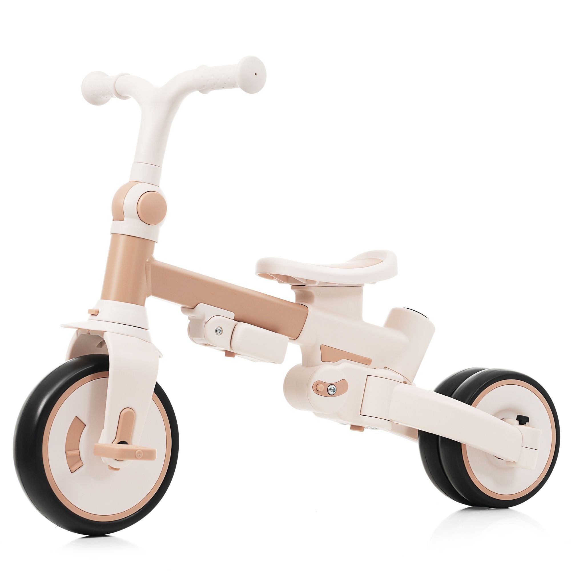 7 in 1 Baby Tricycle, Foldable Toddler Tricycle with Removable and Adjustable Parent Handle, Toddler Push Bike with Removable Pedal, Canopy, and Guardrail, Tricycle for 12-72 Months, light brown - Cool Brand Designs