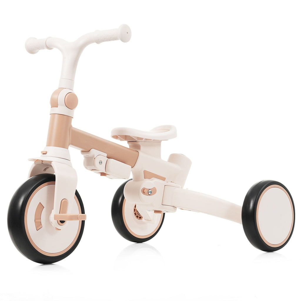 7 in 1 Baby Tricycle, Foldable Toddler Tricycle with Removable and Adjustable Parent Handle, Toddler Push Bike with Removable Pedal, Canopy, and Guardrail, Tricycle for 12-72 Months, light brown - Cool Brand Designs