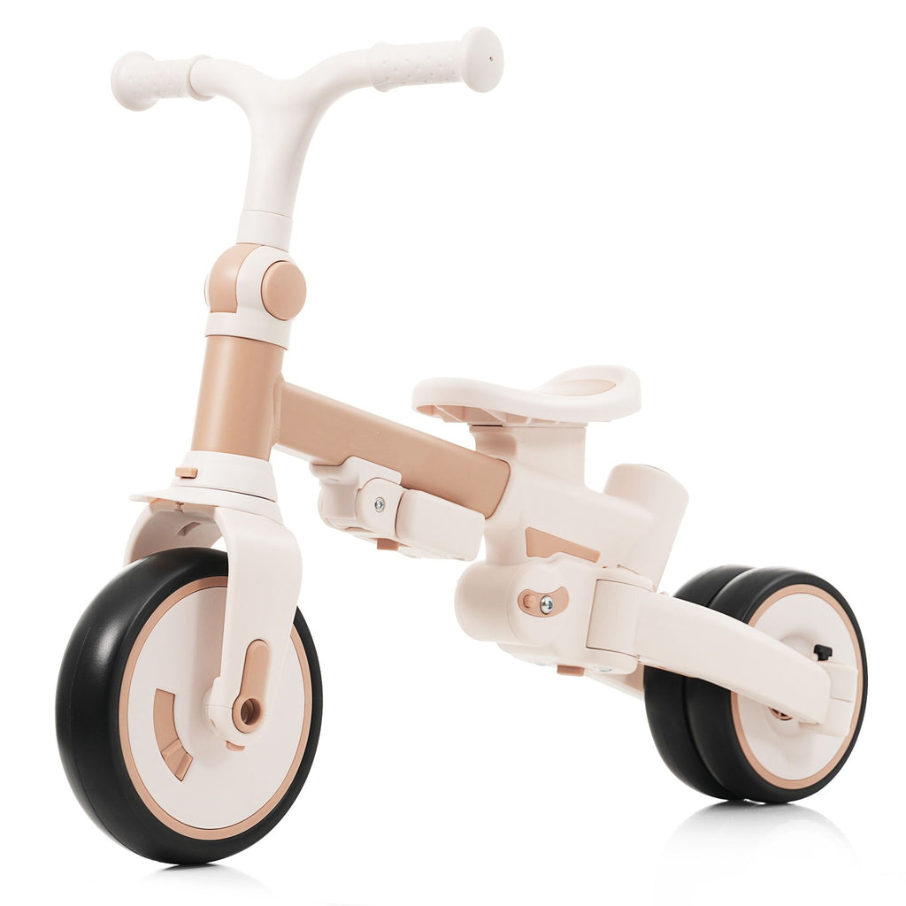 7 in 1 Baby Tricycle, Foldable Toddler Tricycle with Removable and Adjustable Parent Handle, Toddler Push Bike with Removable Pedal, Canopy, and Guardrail, Tricycle for 12-72 Months, light brown - Cool Brand Designs