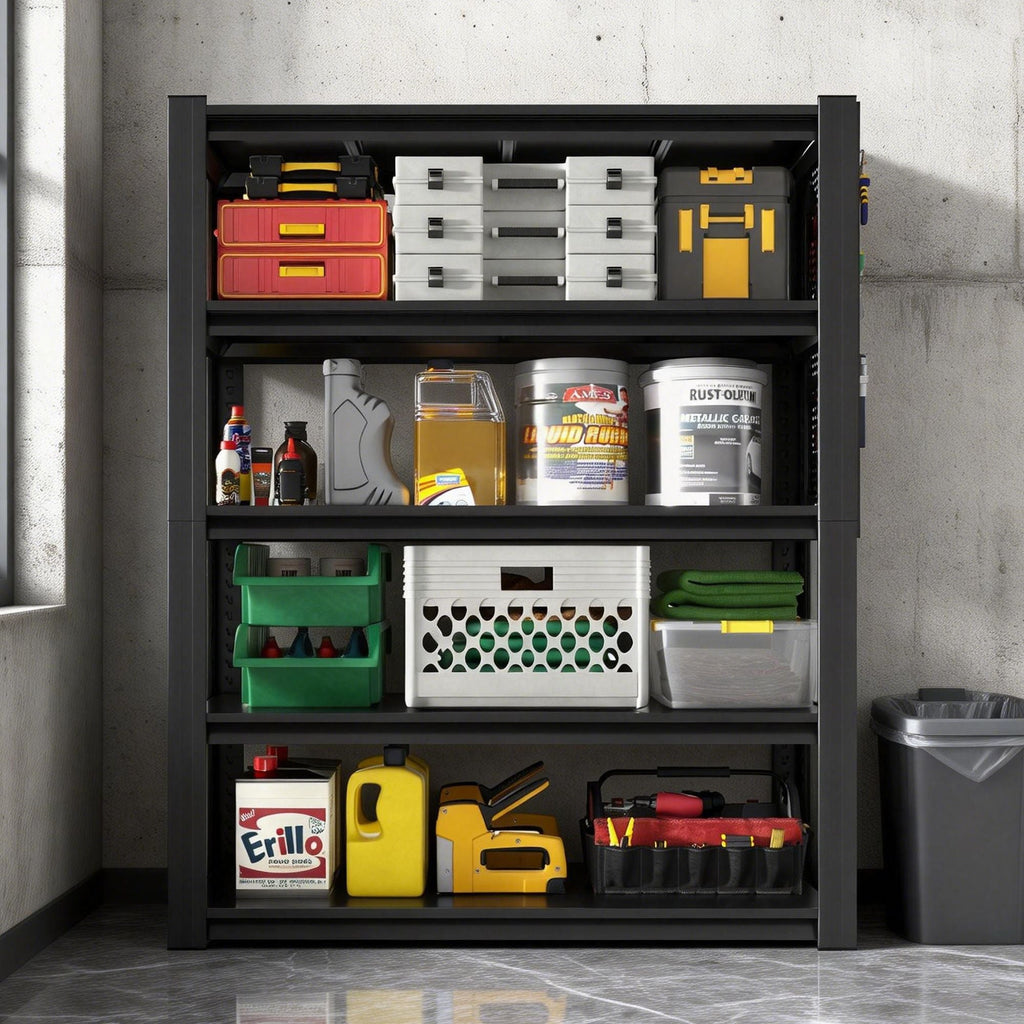 72"H 5-Tier Adjustable Heavy-Duty Shelving with Pegboard, Industrial Storage Rack for Garage, Warehouse, Office, Kitchen - 23.6"D x 47.2"W x 72"H - Cool Brand Designs