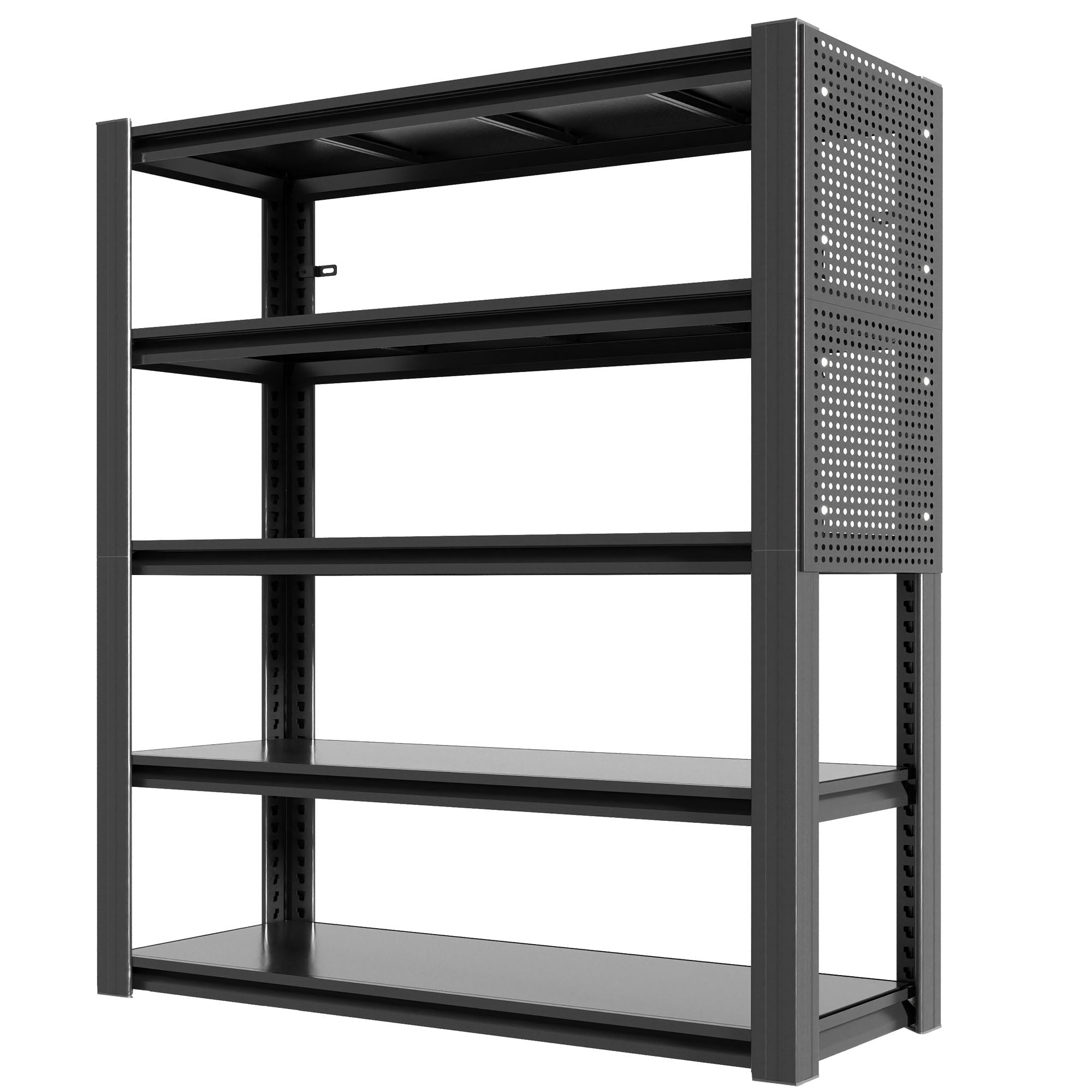72"H 5-Tier Adjustable Heavy-Duty Shelving with Pegboard, Industrial Storage Rack for Garage, Warehouse, Office, Kitchen - 23.6"D x 47.2"W x 72"H - Cool Brand Designs