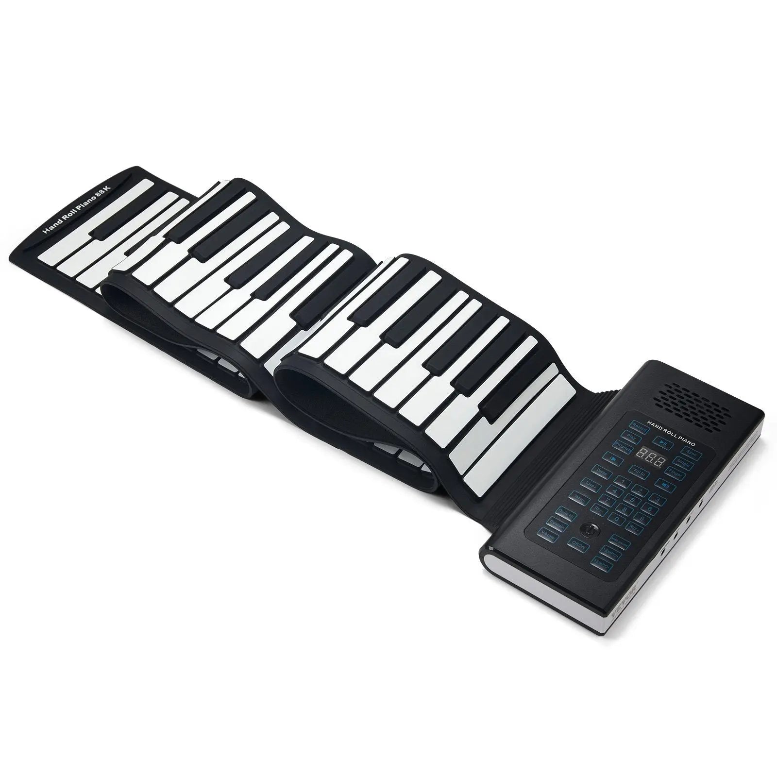 88 Keys Roll Up Keyboard Piano, 128 Rhythms, 128 Tones Portable Electric Digital Hand Roll Piano with Rechargeable Battery 2W Speaker LED Display 5 Ports MIDI Function, for Kids Beginners Adults - Cool Brand Designs