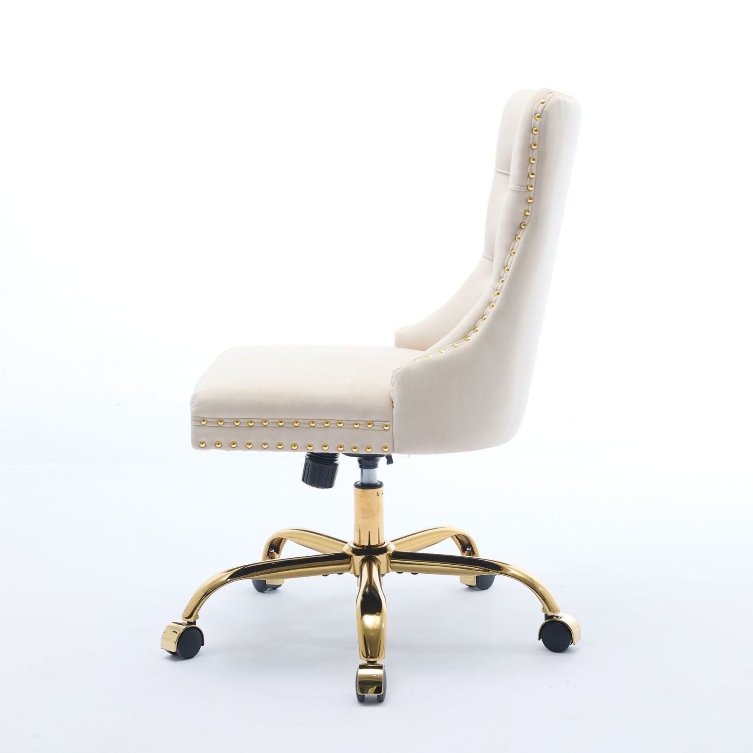 A&A Furniture Office Chair,Modern Velvet Upholstered Tufted Button Home Office Chair with Golden Metal Base,Adjustable Desk Chair Swivel Office Chair (Beige) - Cool Brand Designs