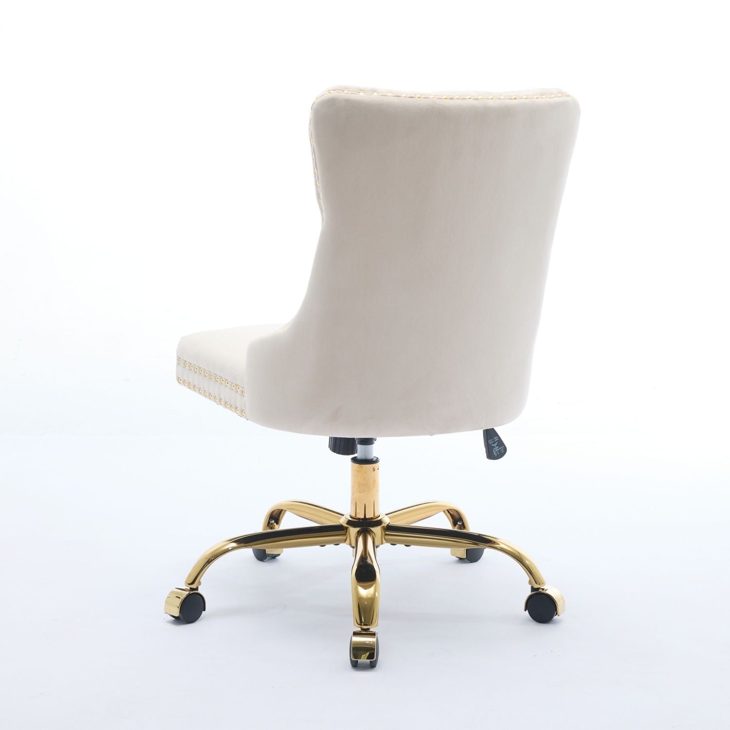 A&A Furniture Office Chair,Modern Velvet Upholstered Tufted Button Home Office Chair with Golden Metal Base,Adjustable Desk Chair Swivel Office Chair (Beige) - Cool Brand Designs