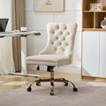 A&A Furniture Office Chair,Modern Velvet Upholstered Tufted Button Home Office Chair with Golden Metal Base,Adjustable Desk Chair Swivel Office Chair (Beige) - Cool Brand Designs