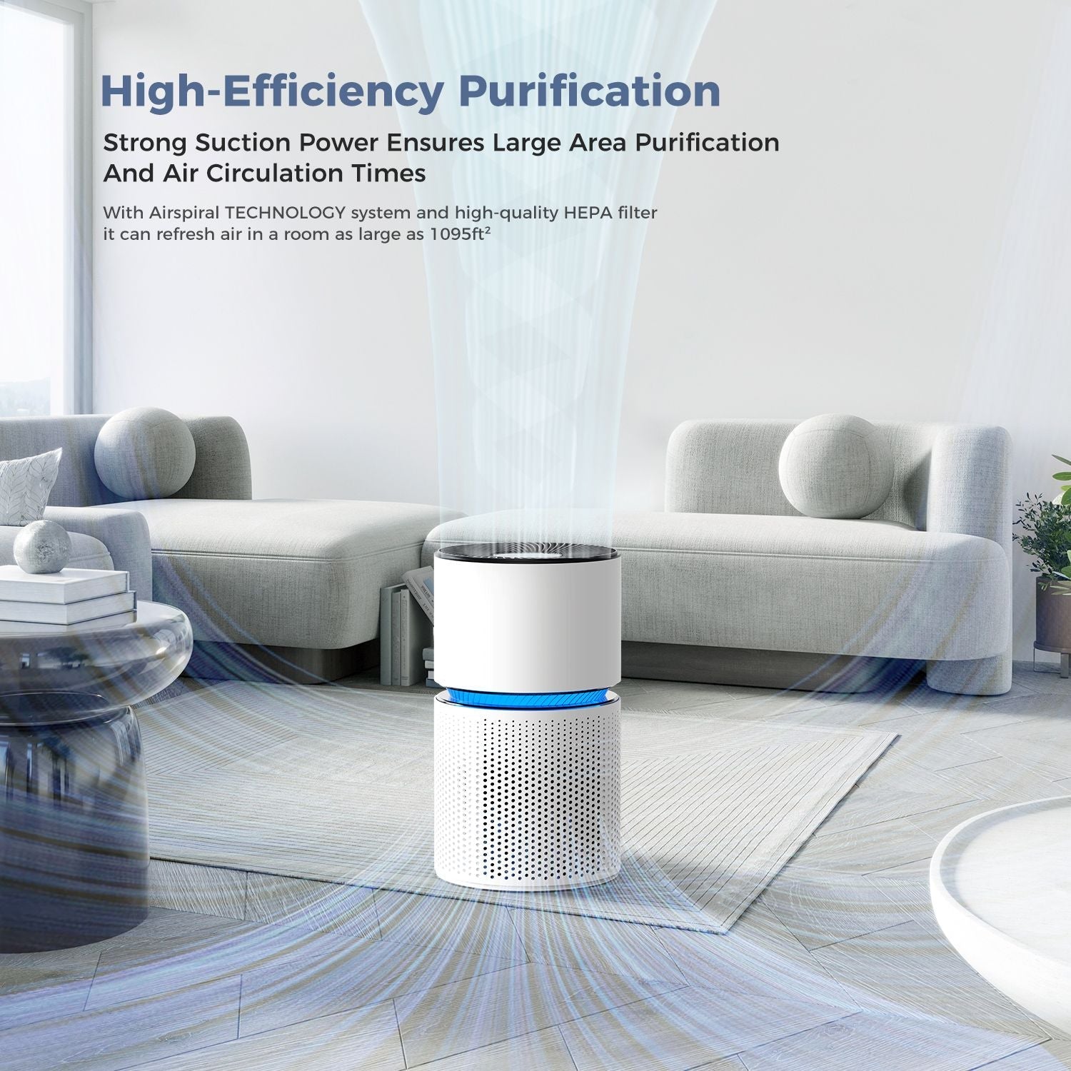 Air Purifiers for Home Large Room Coverage Up to 1095 Sq.Ft Air Cleaner Impressive Filtration Remove Dust, Pet Dander for Office, Bedroom, White - Cool Brand Designs