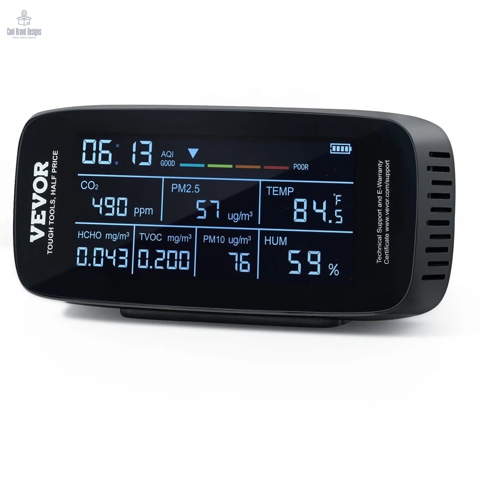 Air Quality Monitor 9 - IN - 1, CO2, Temperature, Humidity, Formaldehyde TVOC AQI Tester, Professional PM2.5 PM10 PM1.0 Particle Counter for Indoor/Outdoor, Air Quality Meter w/Alarm Thresholds - Cool Brand Designs