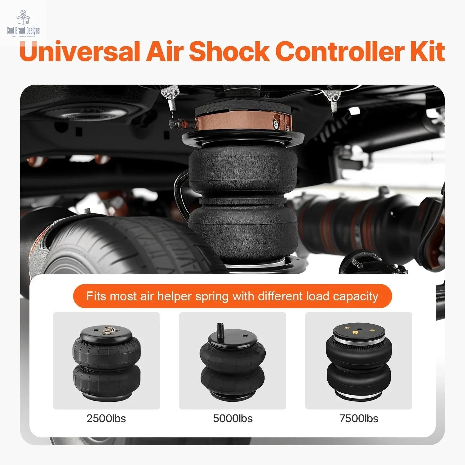 Air Shock Controller Kit, 12V 100PSI On Board Air Compressor System, Air Ride Suspension Compressor Kit with Single Path System, Pressure Gauge & Air Line for Trucks Vans VEVOR
