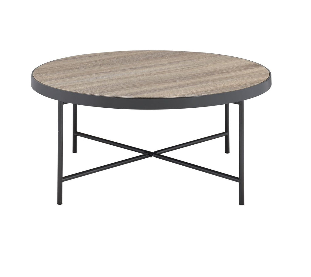 Bage Weathered Gray Oak & Metal Finish Coffee Table - Cool Brand Designs