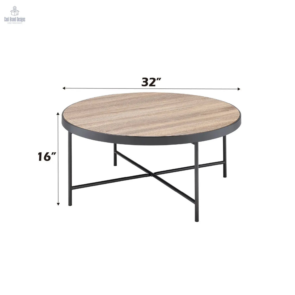 Bage Weathered Gray Oak & Metal Finish Coffee Table - Cool Brand Designs