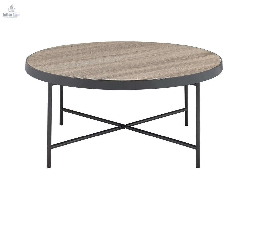 Bage Weathered Gray Oak & Metal Finish Coffee Table - Cool Brand Designs