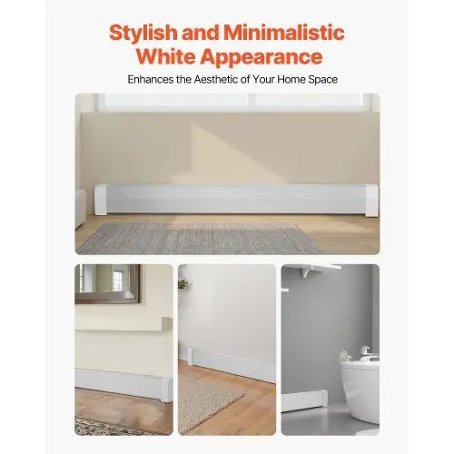 Baseboard Heater Covers, Premium Series 6 ft Standard Electric Heating Unit Front Cover for Home Improvement, Heavy - duty Steel, Easy Installation for Bedroom Replacing Old Cover, White - Cool Brand Designs