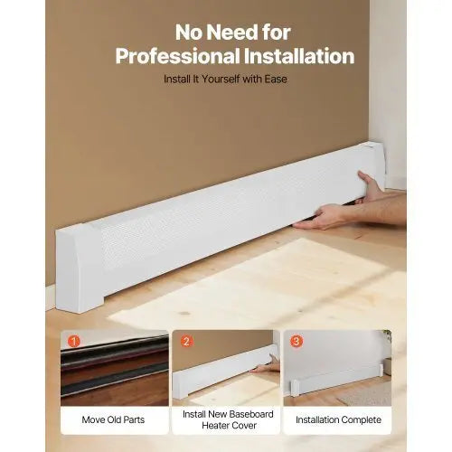 Baseboard Heater Covers, Premium Series 6 ft Standard Electric Heating Unit Front Cover for Home Improvement, Heavy - duty Steel, Easy Installation for Bedroom Replacing Old Cover, White - Cool Brand Designs