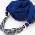 Beads Chain Statement Fashion Autumn and Winter Style Women Scarf Necklace - Royal Blue - Cool Brand Designs
