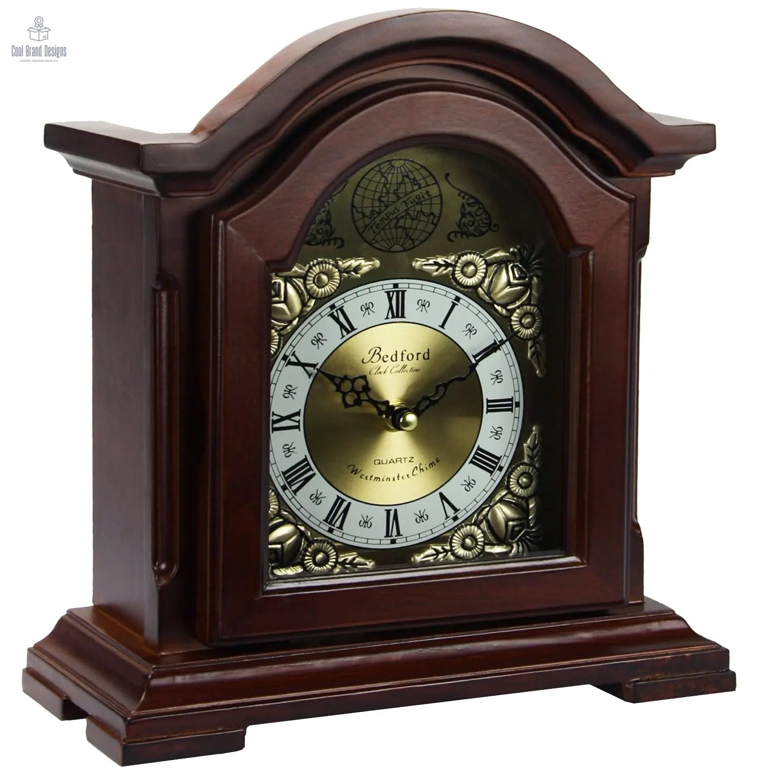 Bedford Clock Collection Redwood Mantel Clock with Chimes Bedford Clock Collection