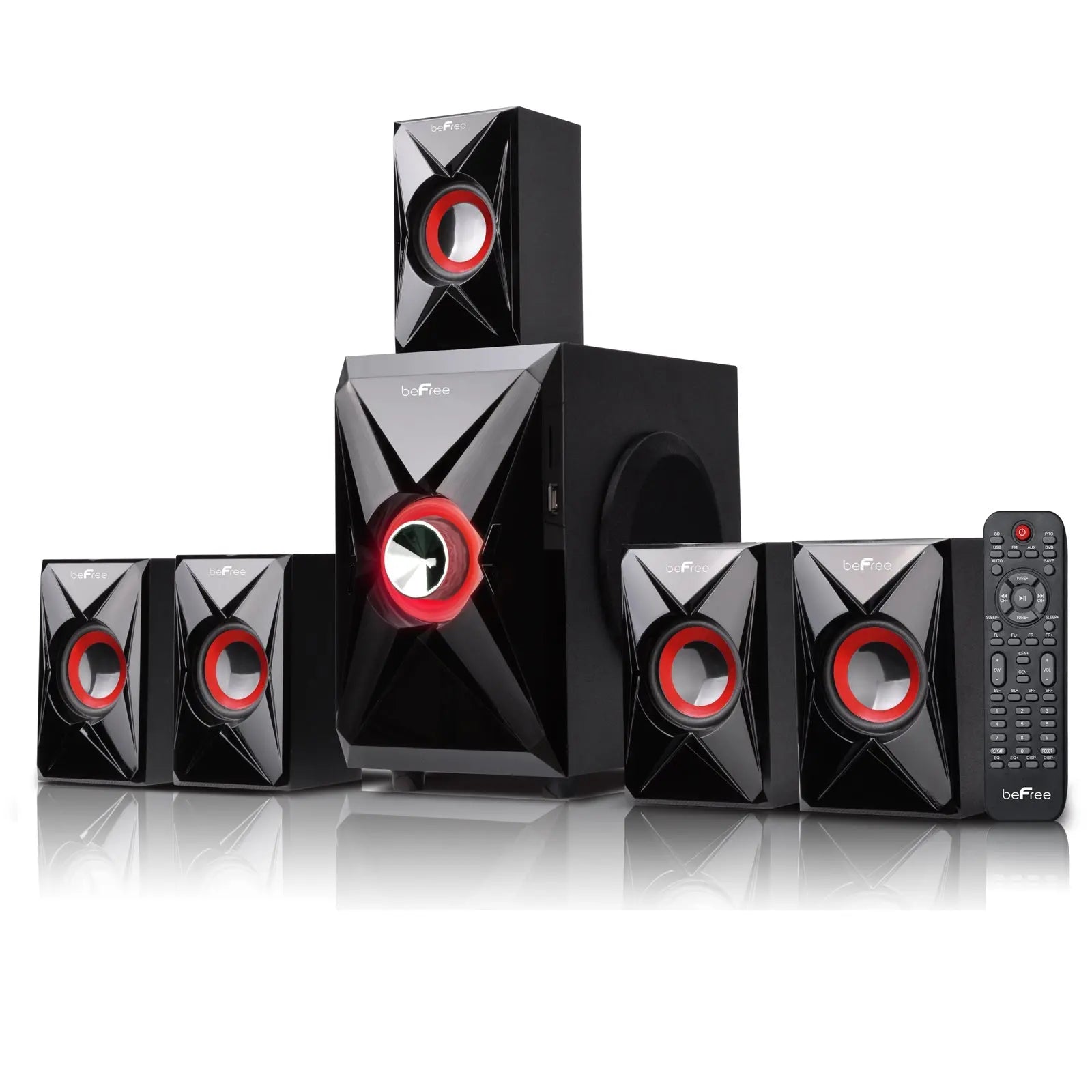 beFree Sound 5.1 Channel Bluetooth Surround Sound Speaker System in Orange - Cool Brand Designs
