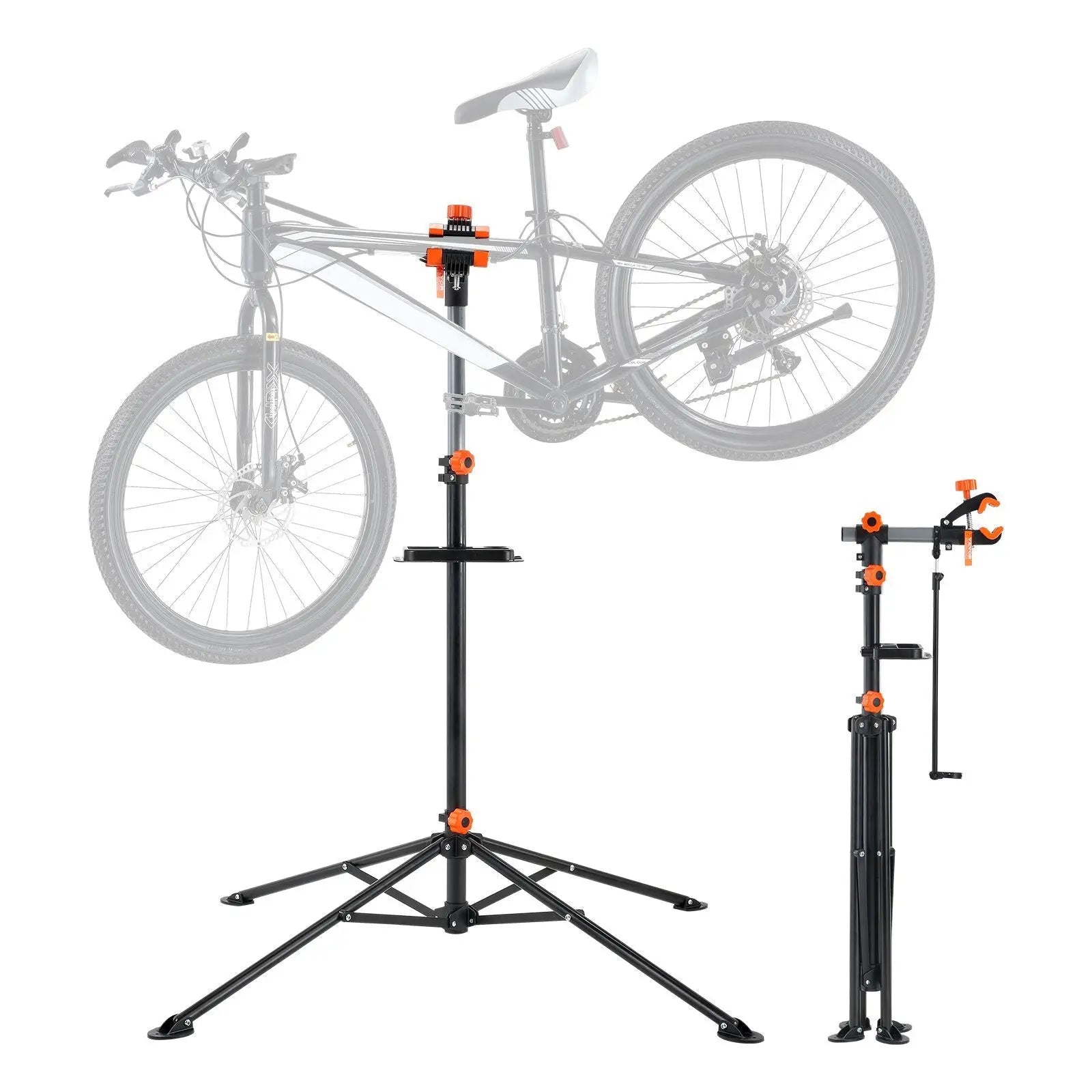 Bike Repair Stand, 80 lbs Heavy-duty Steel Bicycle Repair Stand, Adjustable Height Bike Maintenance Workstand with Magnetic Tool Tray Telescopic Arm, Foldable Bike Work Stand for Home, Shops VEVOR
