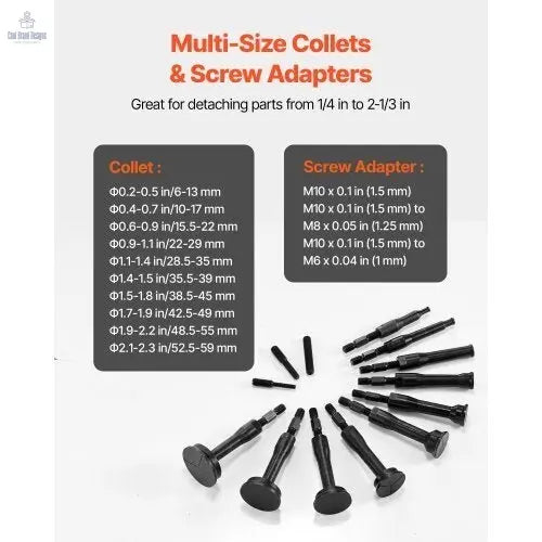 Blind Hole Bearing Puller Set, 16 - in - 1 Inner Bearing Race and Seal Extractor Kit, 16 PCS Slide Hammer Pilot Insert Inner Internal Bearing Removal Tool Set with 10 Split Collets and Counterstay - Cool Brand Designs