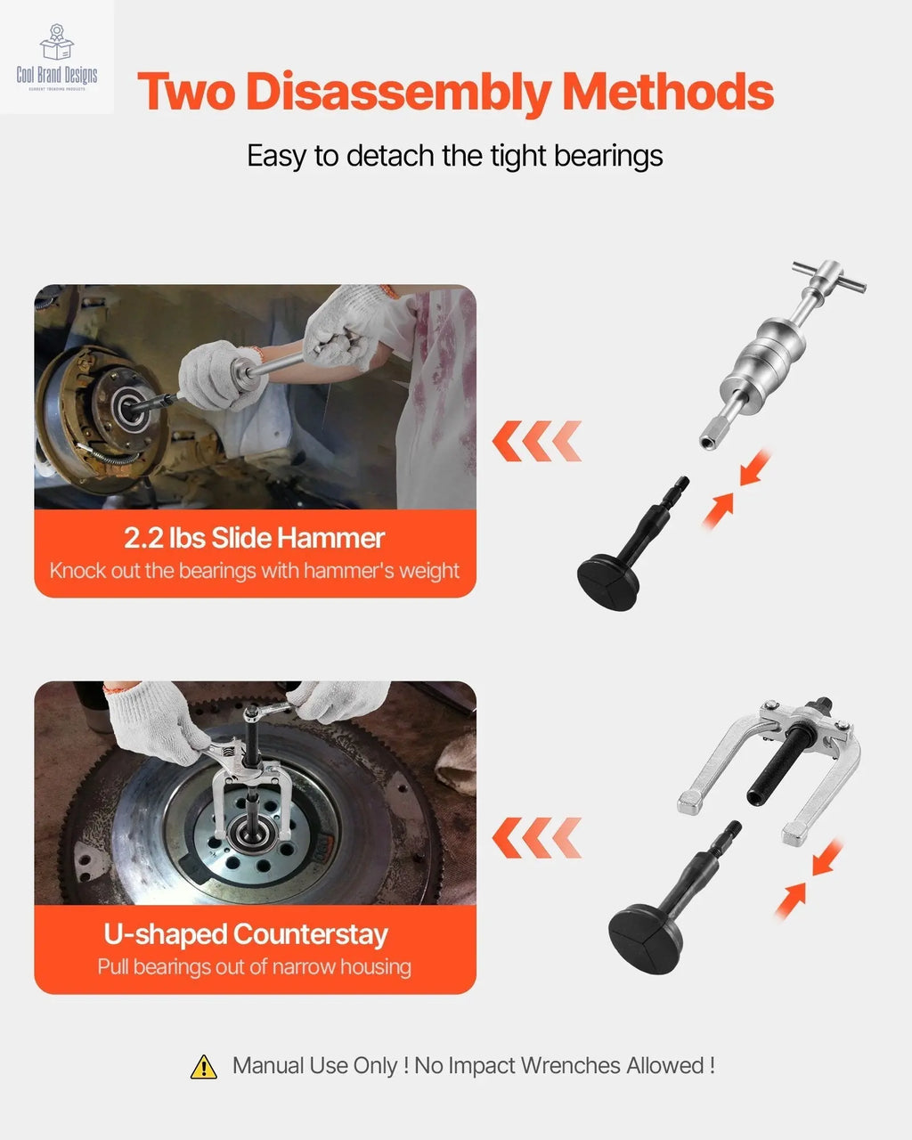 Blind Hole Bearing Puller Set, 16 - in - 1 Inner Bearing Race and Seal Extractor Kit, 16 PCS Slide Hammer Pilot Insert Inner Internal Bearing Removal Tool Set with 10 Split Collets and Counterstay - Cool Brand Designs