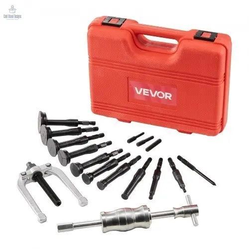 Blind Hole Bearing Puller Set, 16 - in - 1 Inner Bearing Race and Seal Extractor Kit, 16 PCS Slide Hammer Pilot Insert Inner Internal Bearing Removal Tool Set with 10 Split Collets and Counterstay - Cool Brand Designs