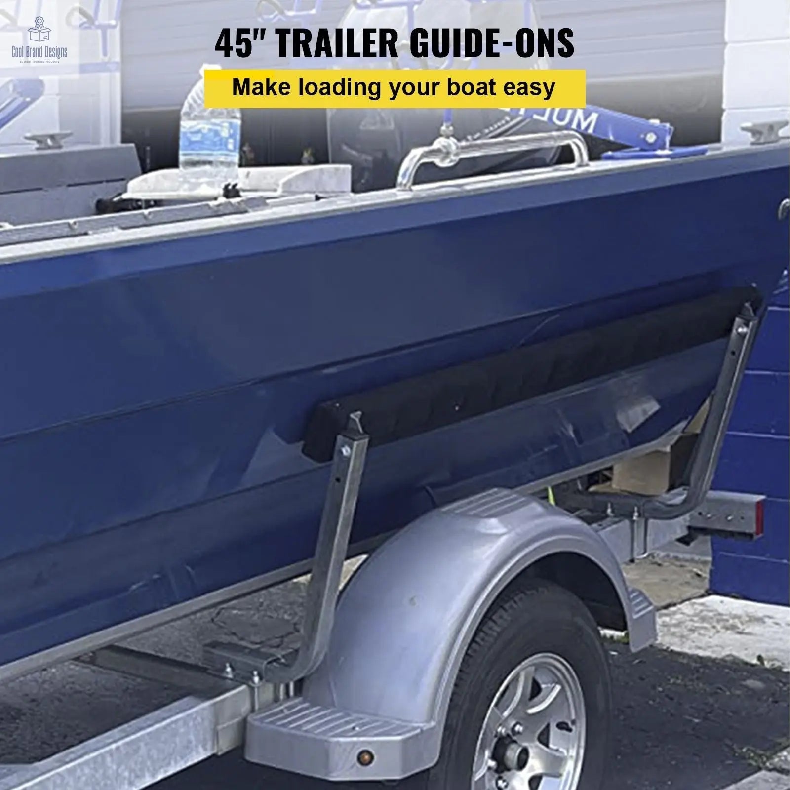 Boat Trailer Guide-ons, 2 PCS Rustproof Steel Trailer Guide ons, Trailer Guides with Carpet-Padded Boards, Mounting Parts Included, for Ski Boat, Fishing Boat or Sailboat Trailer - Cool Brand Designs