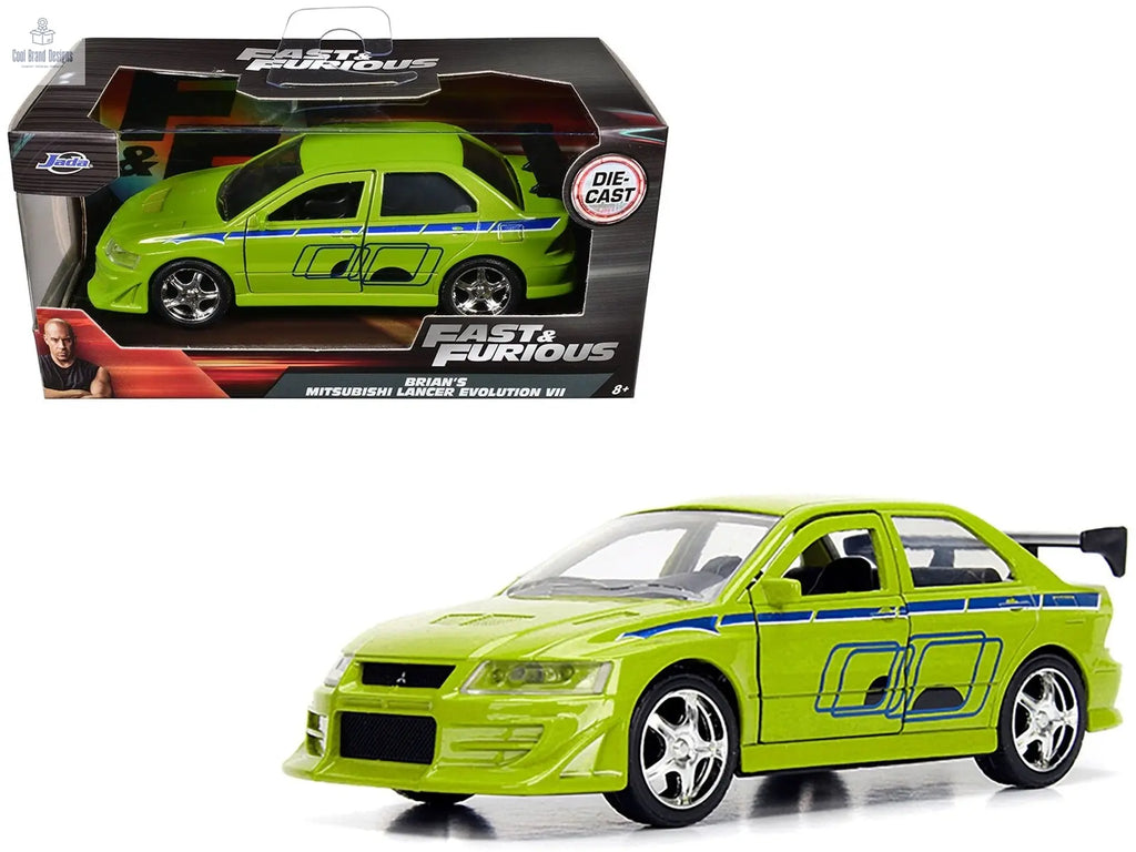 Brian's Mitsubishi Lancer Evolution VII Green "Fast & Furious" Movie 1/32 Diecast Model Car by Jada - Cool Brand Designs