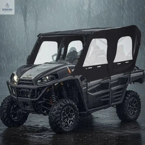 Cab Enclosure Upper Doors, Compatible with Kawasaki Teryx4 2012 - 2022, Soft Upper Doors, Windproof & Waterproof Upgraded Zipper UTV Soft Side Window Kit, Work with Roof and Partial Windshields - Cool Brand Designs