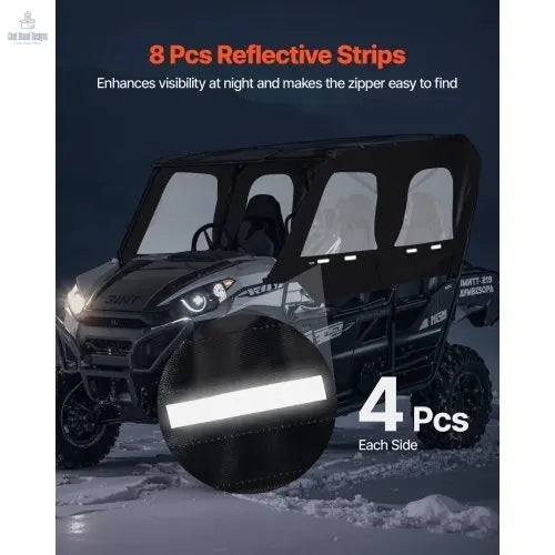 Cab Enclosure Upper Doors, Compatible with Kawasaki Teryx4 2012 - 2022, Soft Upper Doors, Windproof & Waterproof Upgraded Zipper UTV Soft Side Window Kit, Work with Roof and Partial Windshields - Cool Brand Designs