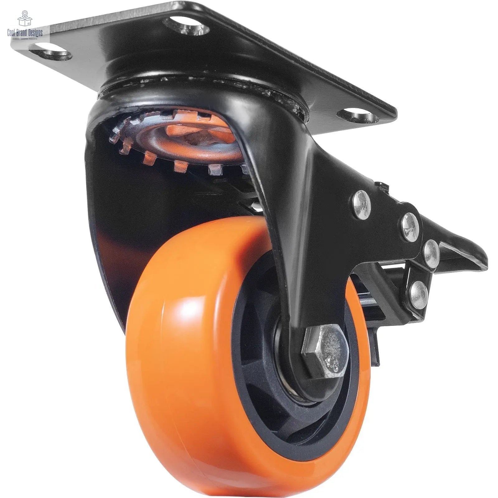 Caster Wheels, 3-inch Swivel Plate Casters, Set of 4, with Security A/B Locking No Noise PVC Wheels, Heavy Duty 250 lbs Load Capacity Per Caster, Non-Marking Wheels for Cart Furniture Workbench - Cool Brand Designs