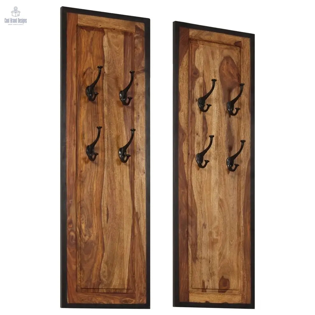 Coat Racks 2 pcs Solid Acacia Wood - Cool Brand Designs
