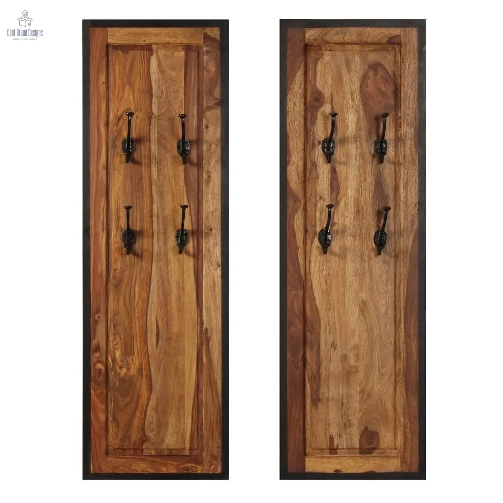 Coat Racks 2 pcs Solid Acacia Wood - Cool Brand Designs