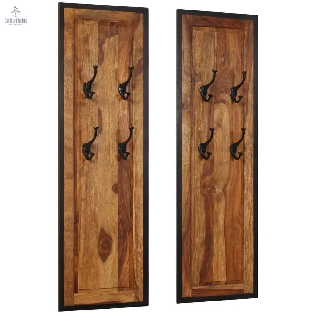 Coat Racks 2 pcs Solid Acacia Wood - Cool Brand Designs