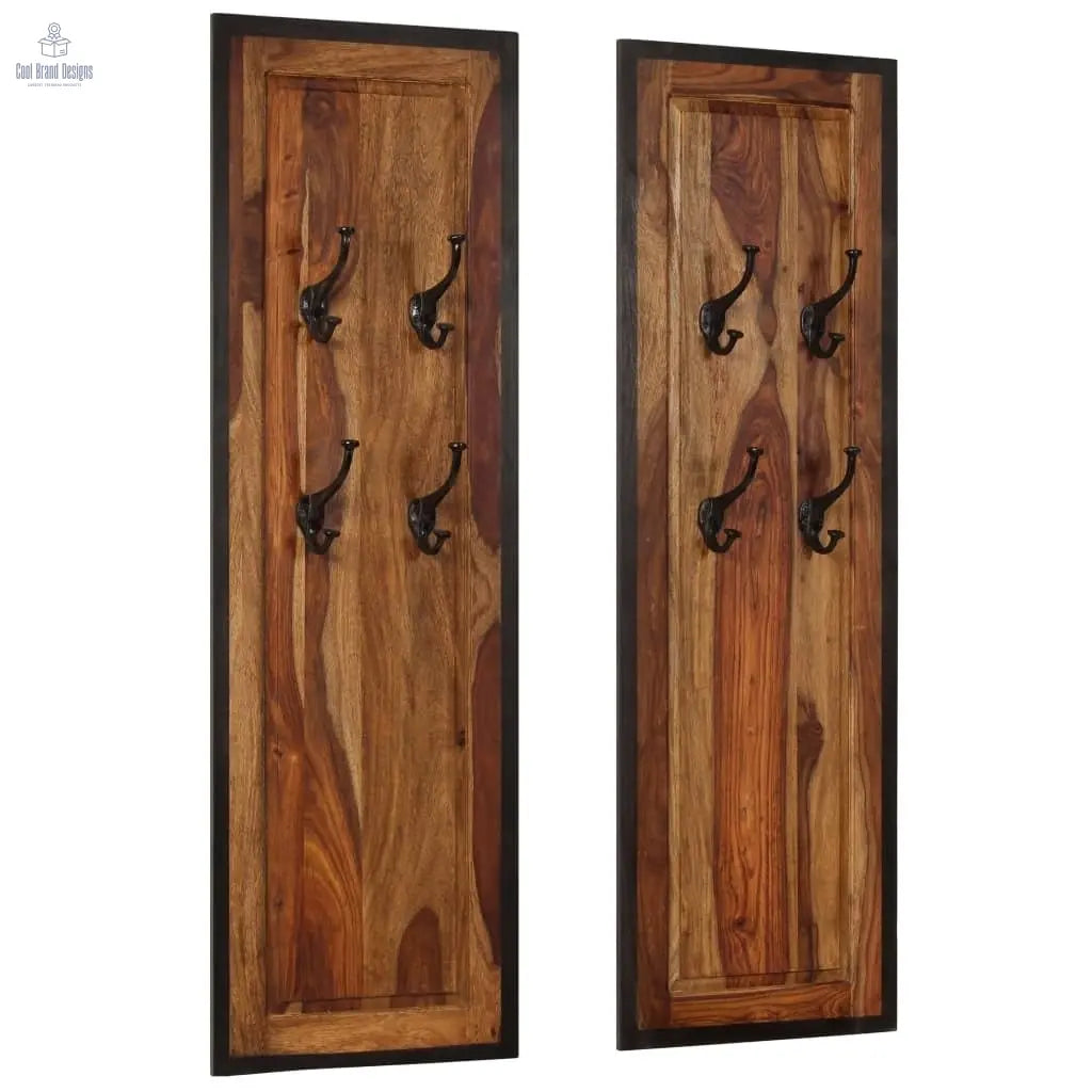 Coat Racks 2 pcs Solid Acacia Wood - Cool Brand Designs