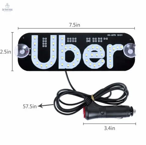 Color: Blue, style: Cigarette lighter - Car LED Indicator Light With  Cigarette Lighter Instrument Light Taxi Uber TAXI Empty Car Cool Brand Designs