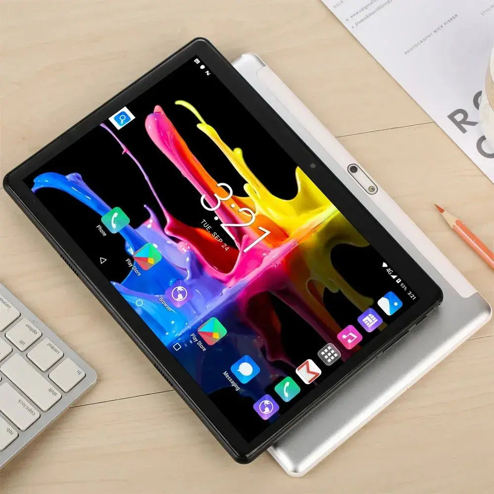 Color: Silver, Bundle: Bundle 1 - New 10.1 Inch Android Tablet Pc Google Play Dual Cameras Octa Core Dual SIM Phone Call Tablets Bluetooth Wifi 4GB RAM 64GB ROM - Cool Brand Designs