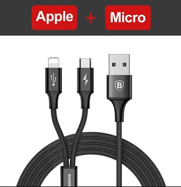 Compatible with Apple, Baseus USB Cable For iPhone X 8 7 6 Charging Charger 3 in 1 Micro USB Cable For Android USB Type c Type - c Mobile Phone Cables - Cool Brand Designs