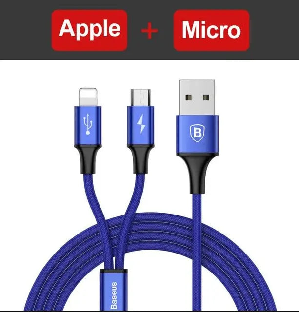 Compatible with Apple, Baseus USB Cable For iPhone X 8 7 6 Charging Charger 3 in 1 Micro USB Cable For Android USB Type c Type - c Mobile Phone Cables - Cool Brand Designs