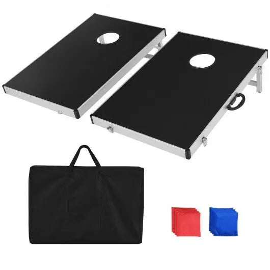 Cornhole Set with Foldable Design and Side Handle - Color: Black Cool Brand Designs