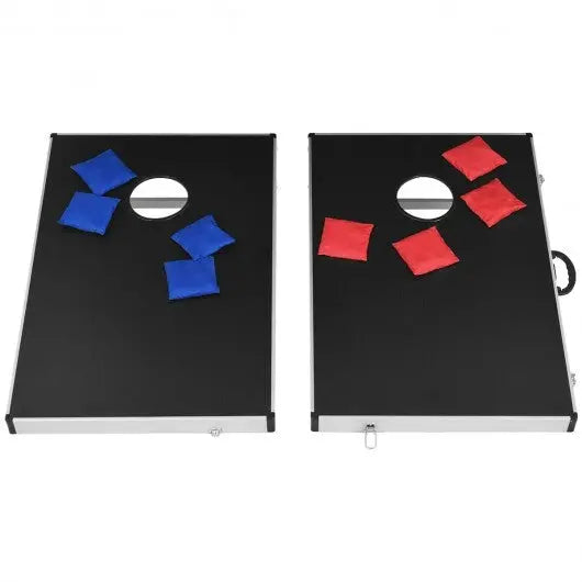Cornhole Set with Foldable Design and Side Handle - Color: Black Cool Brand Designs