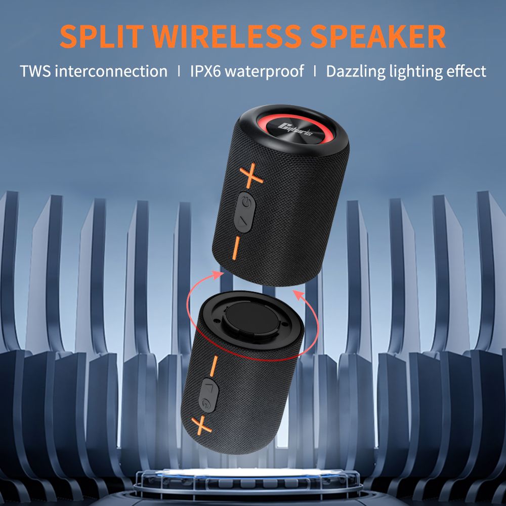 Cyboris S10 2 in 1 Portable Splittable Bluetooth Speaker, Waterproof Split Wireless Speaker Bluetooth V5.3 with 20W Loud Stereo Sound, 24H Playtime, True Wireless Pairing for Home, Outdoor or Travel - Cool Brand Designs