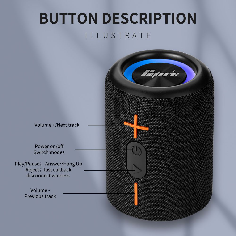 Cyboris S10 2 in 1 Portable Splittable Bluetooth Speaker, Waterproof Split Wireless Speaker Bluetooth V5.3 with 20W Loud Stereo Sound, 24H Playtime, True Wireless Pairing for Home, Outdoor or Travel - Cool Brand Designs