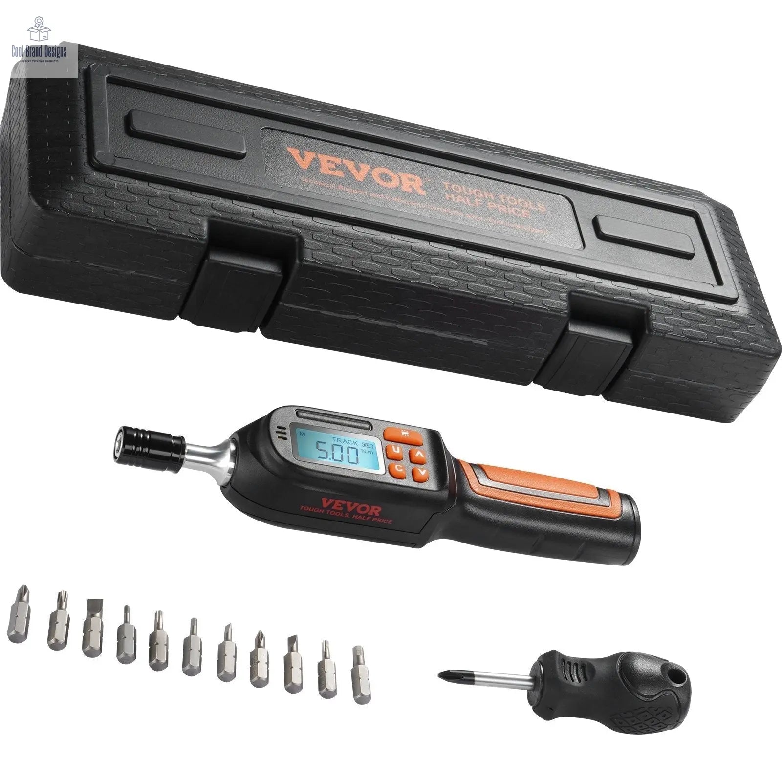 Digital Torque Screwdriver, 1/4" Drive Screwdriver Torque Wrench, Electrician Torque Screwdriver with LCD, 2.65 - 70.67 in - lbs Torque Range, 0.01 N.m Increment Torque Screwdriver with Bits & Case - Cool Brand Designs