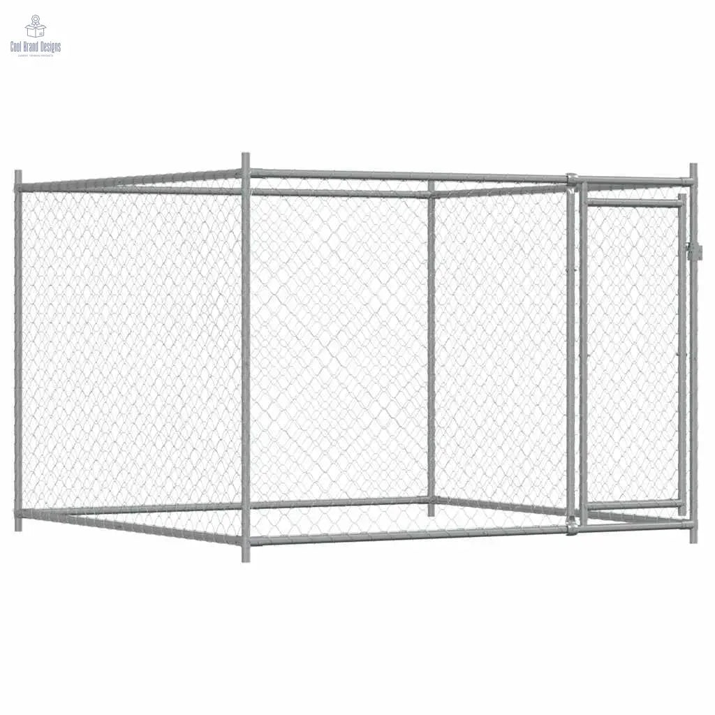 Dog Cage with Door Gray 6.6'x6.6'x4.9' Galvanized Steel - Cool Brand Designs