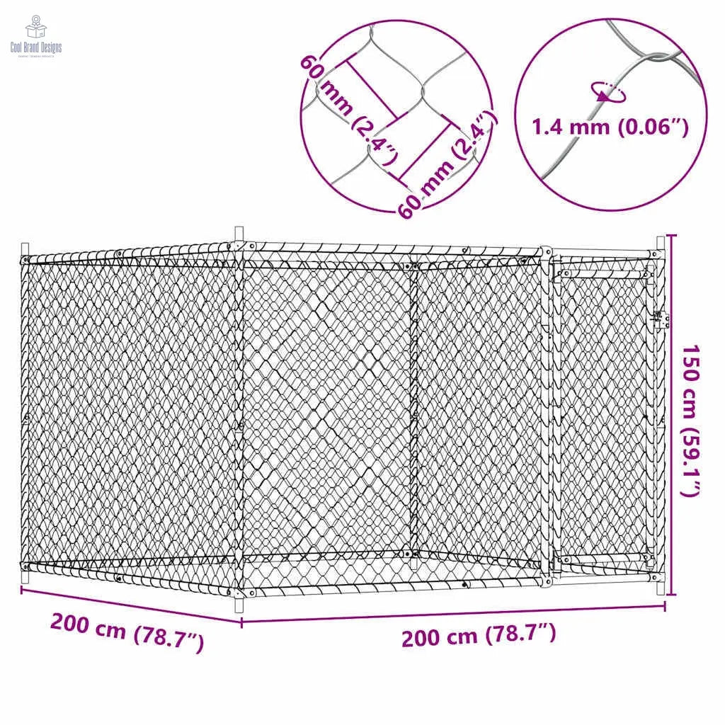 Dog Cage with Door Gray 6.6'x6.6'x4.9' Galvanized Steel - Cool Brand Designs