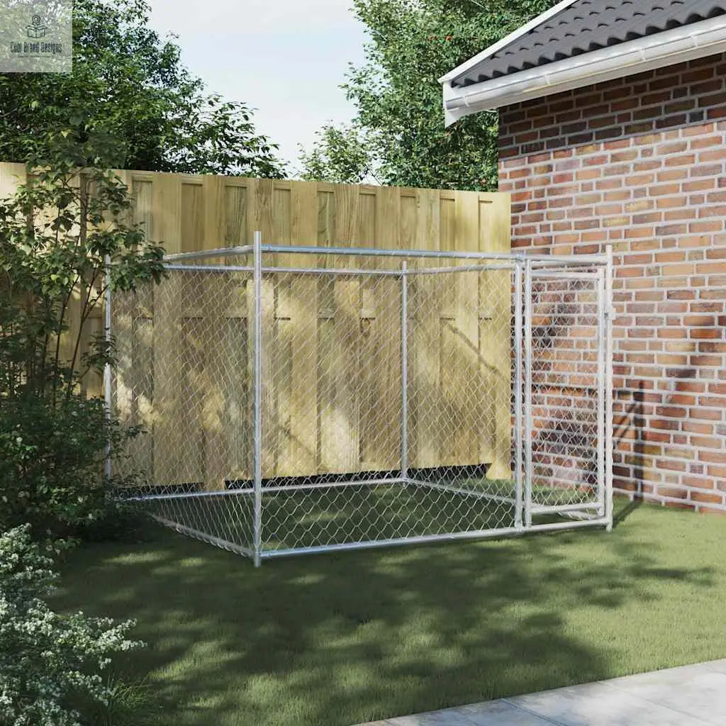 Dog Cage with Door Gray 6.6'x6.6'x4.9' Galvanized Steel - Cool Brand Designs