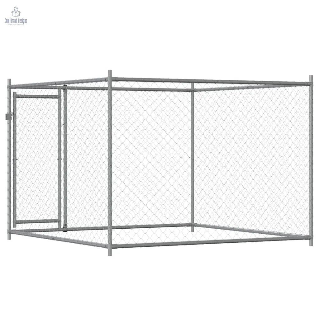 Dog Cage with Door Gray 6.6'x6.6'x4.9' Galvanized Steel - Cool Brand Designs