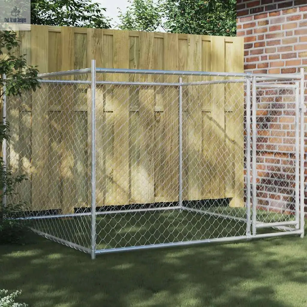 Dog Cage with Door Gray 6.6'x6.6'x4.9' Galvanized Steel - Cool Brand Designs