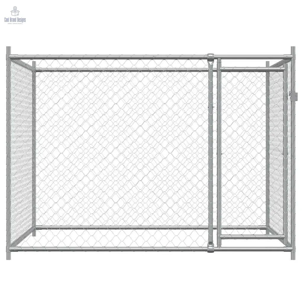 Dog Cage with Door Gray 6.6'x6.6'x4.9' Galvanized Steel - Cool Brand Designs